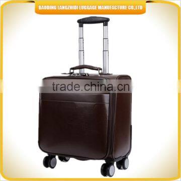 Eminent quality business style PU travel trolley case /boarding suitcase bag