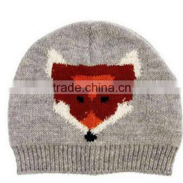 men fox pattern knitted wool hat