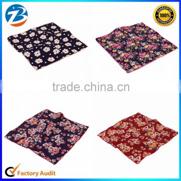 Decorative Dress Flower Design Thread Hemming Cotton Fabric Lady's Hankerchief