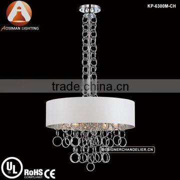 Chrome Novello Pendant Light with White Shade Glimmering Rings