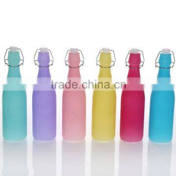 Hot Sale High Quality Multicolour Glass Water Bottle With Lid