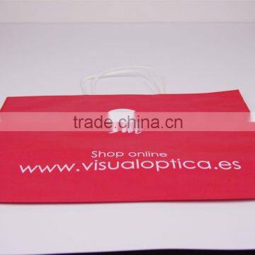 Simple Stand up Red Kraft Paper Bags With White Twisted Handle