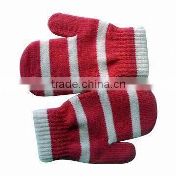 customize blank striped knit mittens