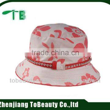 Fabric red bucket hat with custom pattern