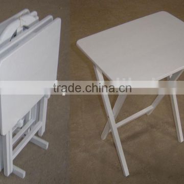 TV-4H White Folding Table Set ( 4 Tables With 1 Rack )