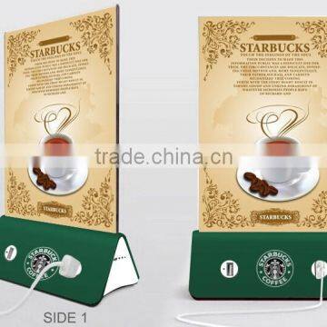2015 new hot selling prodcuts menu stand pizza shop powerbank phone charger custom logo