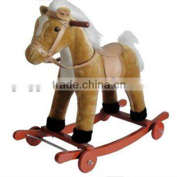 Plush rocking horse with wheels