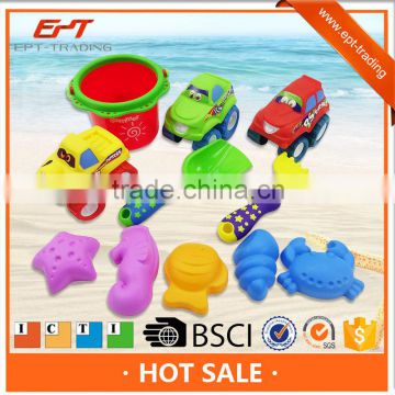 Plastic summer toys beach toys car truck sand bucket set 11pcs