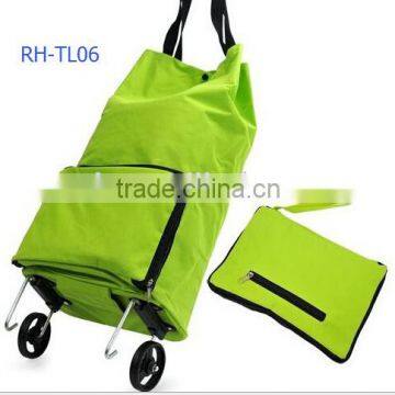 Supermarket Green Folding Trolley RH-FT03 For Foldable Shopping Trolley Bag With Wheels