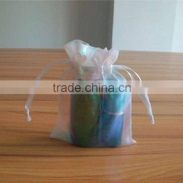 logo organza bag/silver organza pouches/custom cosmetic pouch