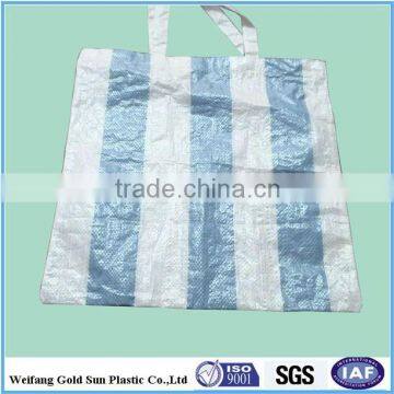 Recyclable colourful strip pp woven shopping bag with handle for Africa