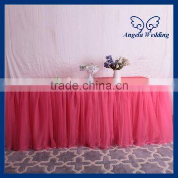 SK005K New Wedding hot pink puffy tulle table skirt