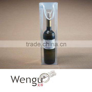 fashion design white single pp wine bottle bag/plastic transparent pp rope wine bag