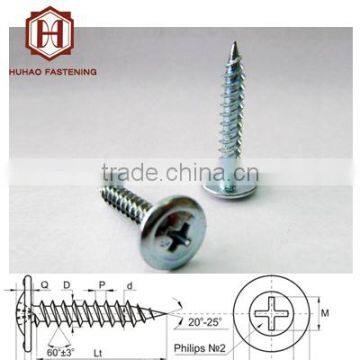 8x1'' phillips cross slivery zinc truss head self tapping screw