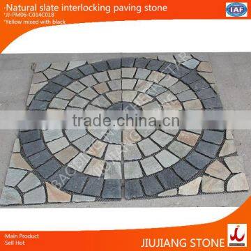 natural slate stone on mesh paving circles