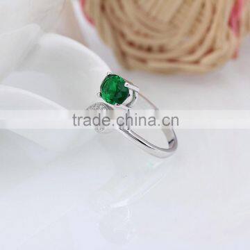 Unique Silver Green Apple With Leaf Ring With Emerald Green Zircon photo-4
