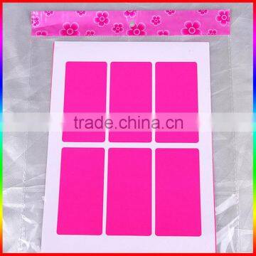 fluorescence magenta and green paper sticker in rectangle