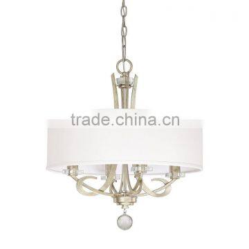 4-Light Chandelier With Winter Gold/Silver Finish with Fabric Shade