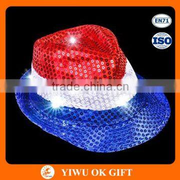 Factory Price Patriotic LED Flag Sequin Hat For 2016 UEFA