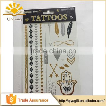 New Fashionable Mixed Gold $ Sliver Metallic wholesale temporary tribal tattoo