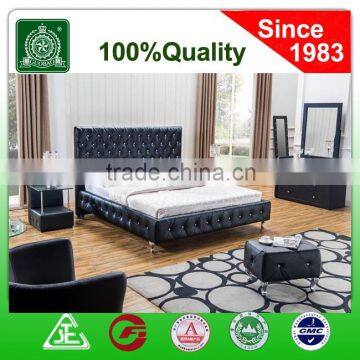 13073B soft bedroom set/PU night stand/PU dressing table/faux leather bed mattress set