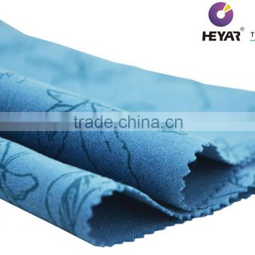 Blue Color Leaf Print Cotton Velvet Fabric