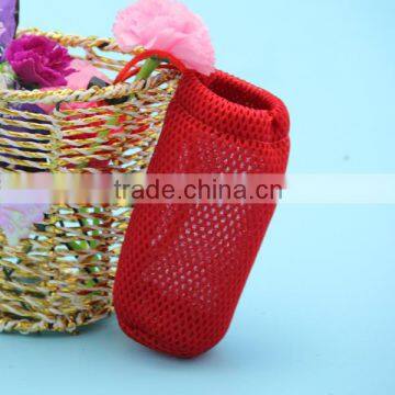 Best selling recyclable portable stand up small cotton net bags for travel with draw cord