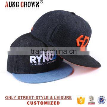 fashion denim custom logo snapback caps