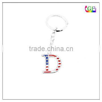 Silver letter Democrat flag enamel charm keychain