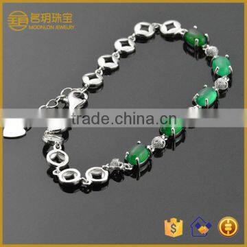 925 Sterling Silver Green Chalcedony Bracelet, Charm Bracelets for Women photo-5