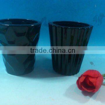 black ceramic flower pots and planters