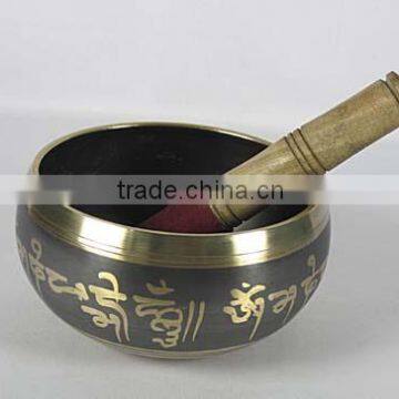 Buddhist religious Water offering bowl, brass tibetan singing bowls with holy signs