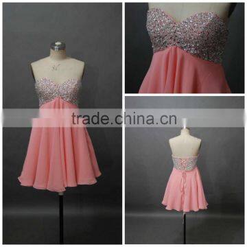 Girls Sweetheart Necklline Custom Made Short Mini Designs Evening Party Wear ED084 chiffon short dresses