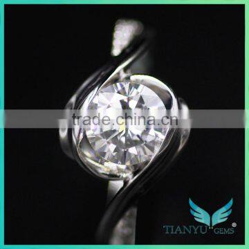 Wholesale Wedding Rings 14K 15K PT925 1ct Brililiant Round Cut Moissinite Diamond With Strong Fire photo-2