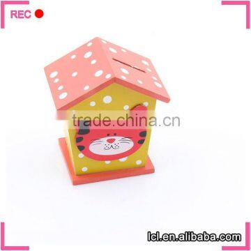 Wooden Money Box House Shaped, Wood Material Money Storage Box photo-2