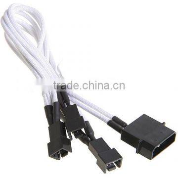Y-cable 4-Pin Molex to 3 x Fan Adapter Cable White