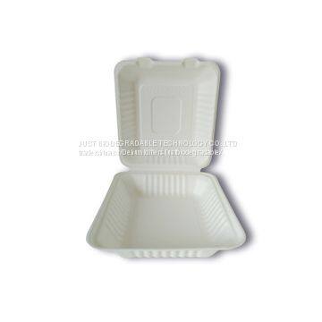 JUST Sustainable White Pulp Food Container Clamshell H9