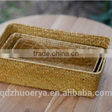 a Basket Made of Natural Straw Seagrass for Housewaring With no Handle