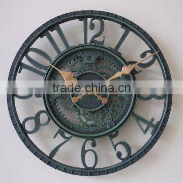 12 Inch Blue Mechanical Decorative Polyresin Clock photo-6