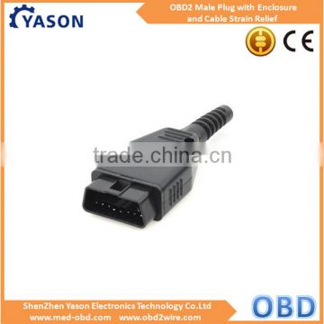 OBD2 J1962 Male Plug with Enclosure and Cable Strain Relief