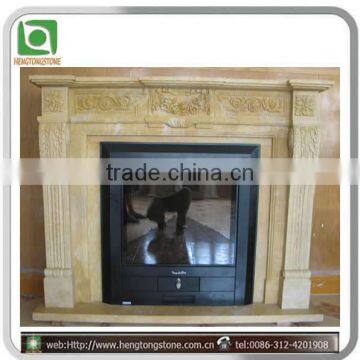 Colored Carved Marble Fireplace Mantel