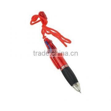 Useful multicolor 4 in 1 ballpoint pen with safety cord