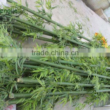 SJ plastic realistic artificial/leek arrangement of bamboo with leaves,bamboo poles