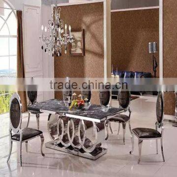 Modern Big Size Stainless Steel Frame Dinning Table With 8 Chairs photo-2