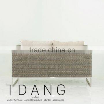 Coronado Wicker Bench With Stainless Steel Base - Contemporary Rattan Furniture Bench. photo-3