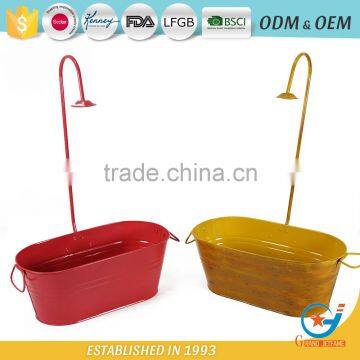 17 Inch Decorative Metal Planters Galvanized Pots for Plants Zinc Plant Pot photo-4