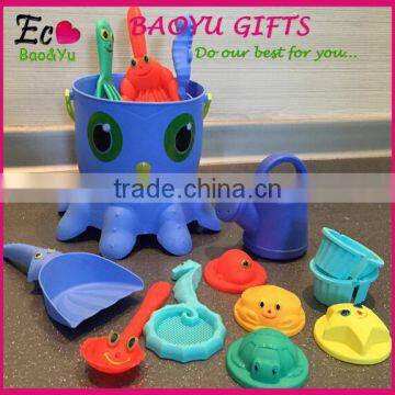 Cute 14PCS Children Octopus Sand Water Seaside Beach Toy Bucket Spade Mold Tools Set