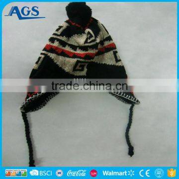 Colorful Warm Female Winter Beanie Hat With Strings