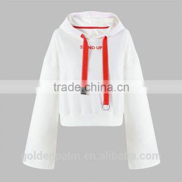 Wholesale custom design extra long sleeve print crop hoodies