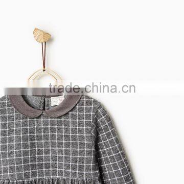 Latest Children Winter Plush Check Dress With Peter Pan Collar Design Children Girls Kids Clothes Garment 2016 HSD5797 photo-4